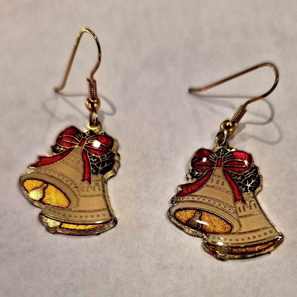 Elegant Gold and Red Bell Earrings